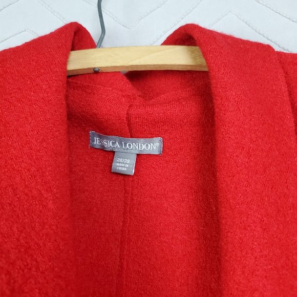 Jessica London Long Sleeve Open Front Cardigan Red - Picture 4 of 8